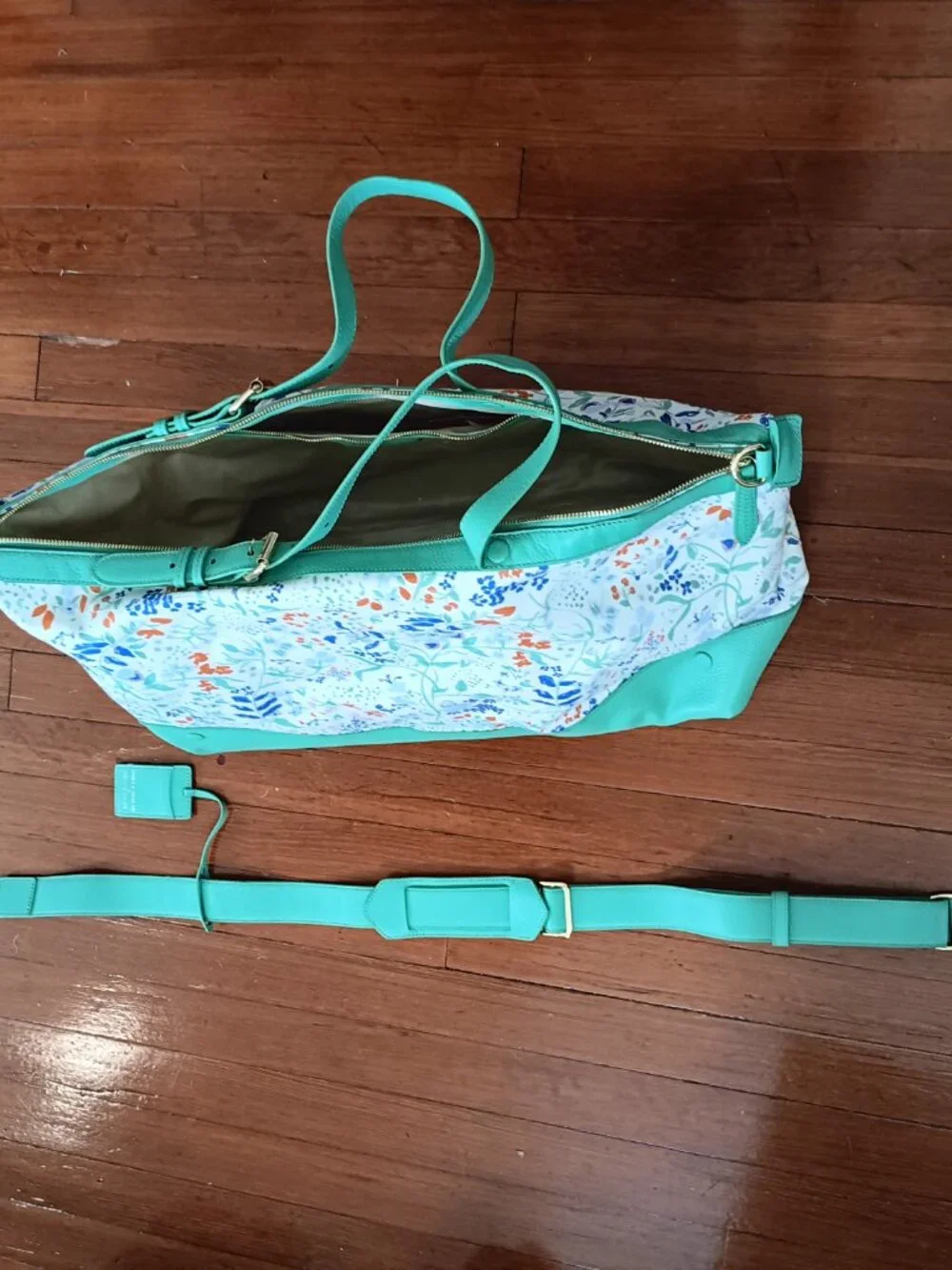 Neely & Chloe Travel Duffel & Garment Bag Set Spring Green & Flowers